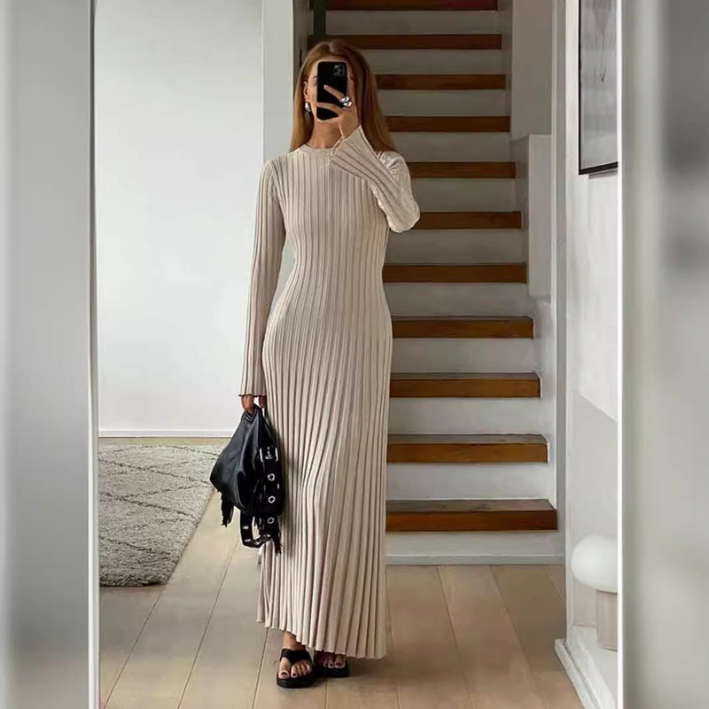 round neck A-line knitted dress - MRSLM