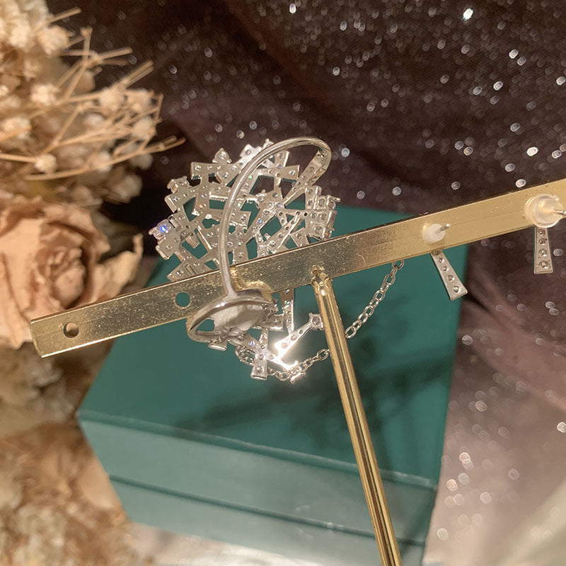 hollow fireworks cubic zirconia earrings, view 4 - MRSLM