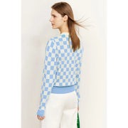 women's plaid v-neck cardigan, view 9 - MRSLM