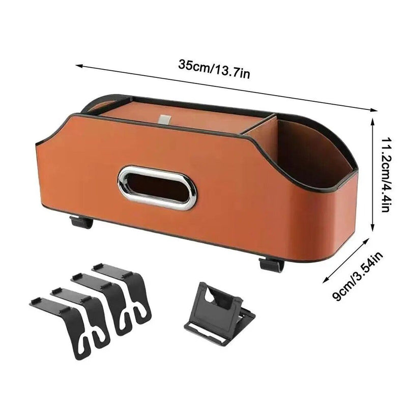 PU leather car seat back organizer, view 3 - MRSLM