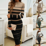 slim-fit contrast stripe midi dress - MRSLM