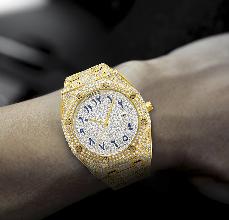 men's full stone dial calendar quartz watch - MRSLM