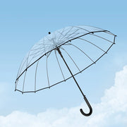 transparent windproof umbrella with 16 ribs, view 3 - MRSLM