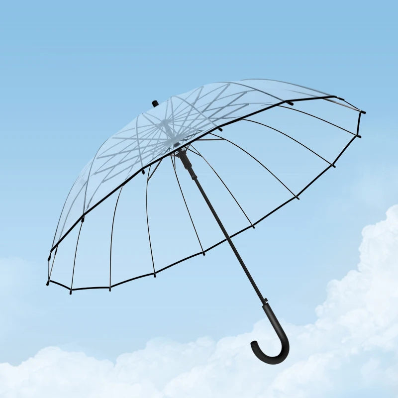 transparent windproof umbrella with 16 ribs, view 3 - MRSLM