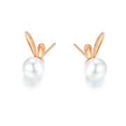 s925 silver rabbit pearl stud earrings, view 3 - MRSLM