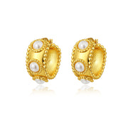 matte circle mother-of-pearl earrings, view 5 - MRSLM