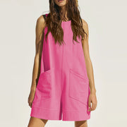 Women's sleeveless shorts jumpsuit with pockets, view 11 - MRSLM