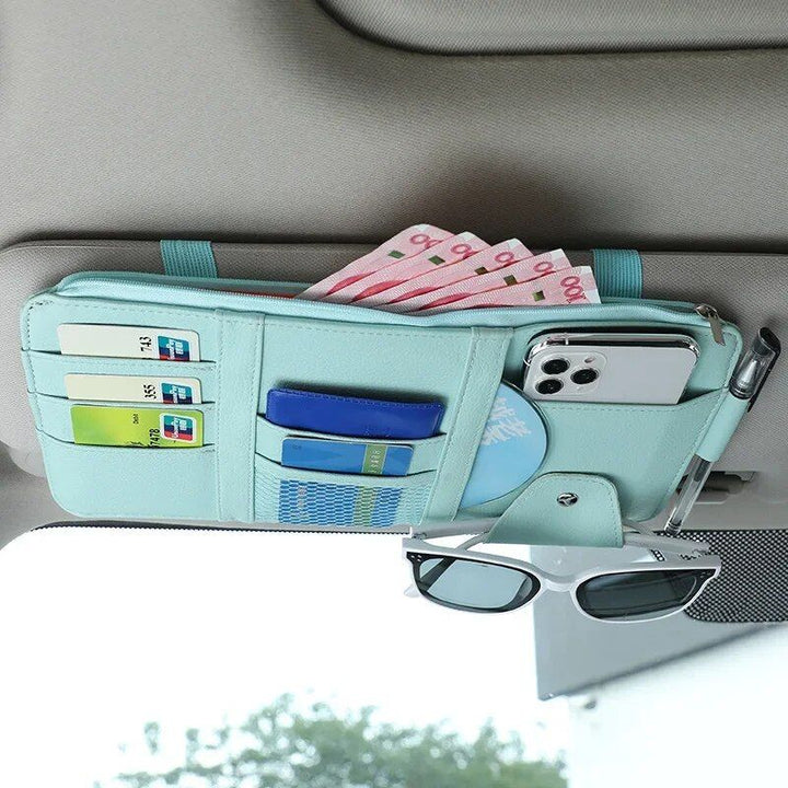 Multi-Pocket Car Sun Visor Organizer with Pen Holder