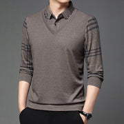 fake two-piece lapel men's t-shirt, view 8 - MRSLM