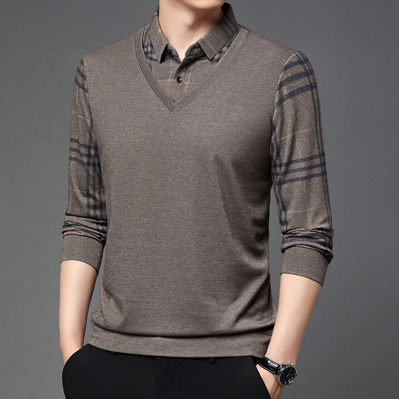 fake two-piece lapel men's t-shirt, view 8 - MRSLM