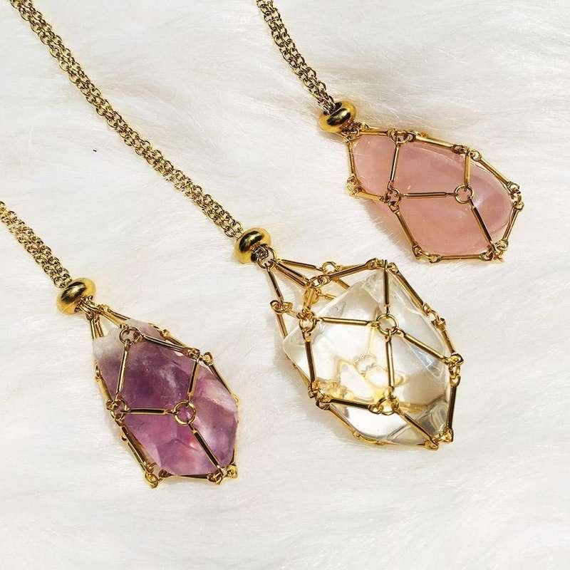 crystal stone holder necklace - MRSLM