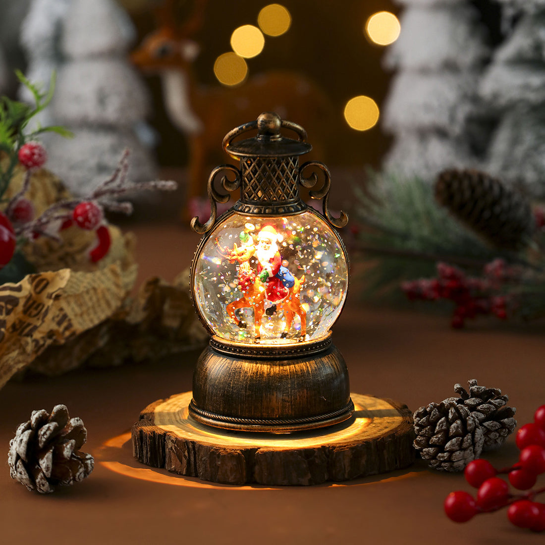 Musical Light-Up Christmas Snow Globe Lantern