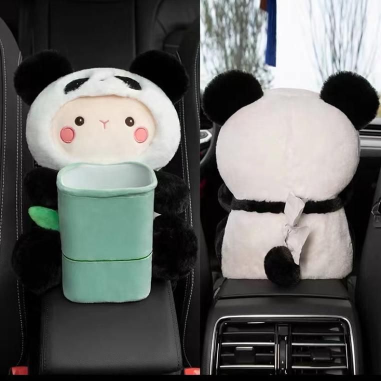 Plush Cartoon Car Tissue Holder & Armrest Organizer