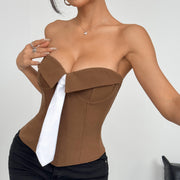 Y2K bandeau top with faux-tied front, view 14 - MRSLM