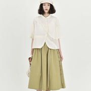 retro patchwork lapel short sleeve shirt - MRSLM