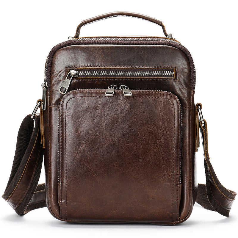 leather retro messenger bag, view 7 - MRSLM