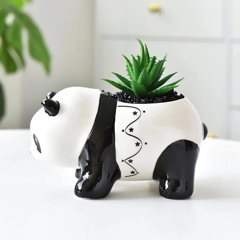 Panda ceramic flower pot, view 8 - MRSLM