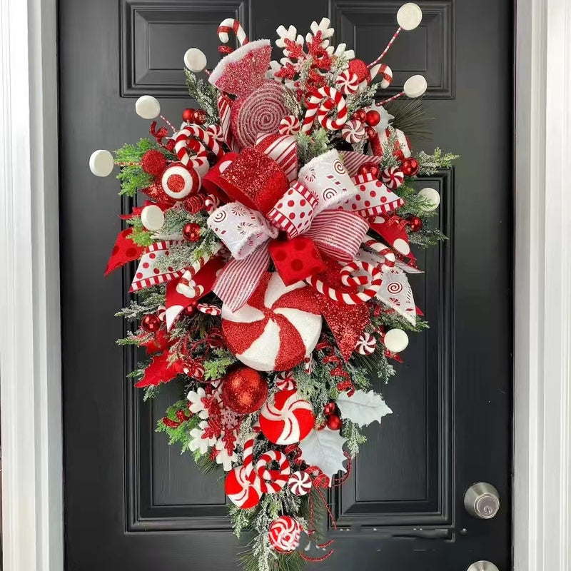 Upside-down Christmas tree candy wreath, view 3 - MRSLM