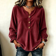 Women's corduroy long sleeve blouse, view 7 - MRSLM