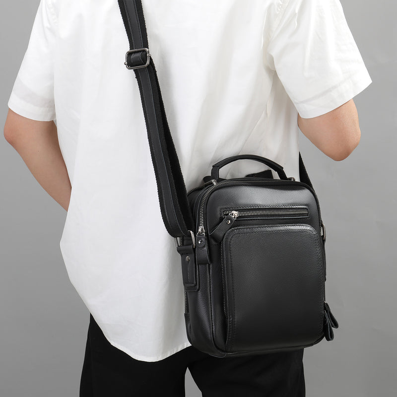 leather retro messenger bag, view 9 - MRSLM