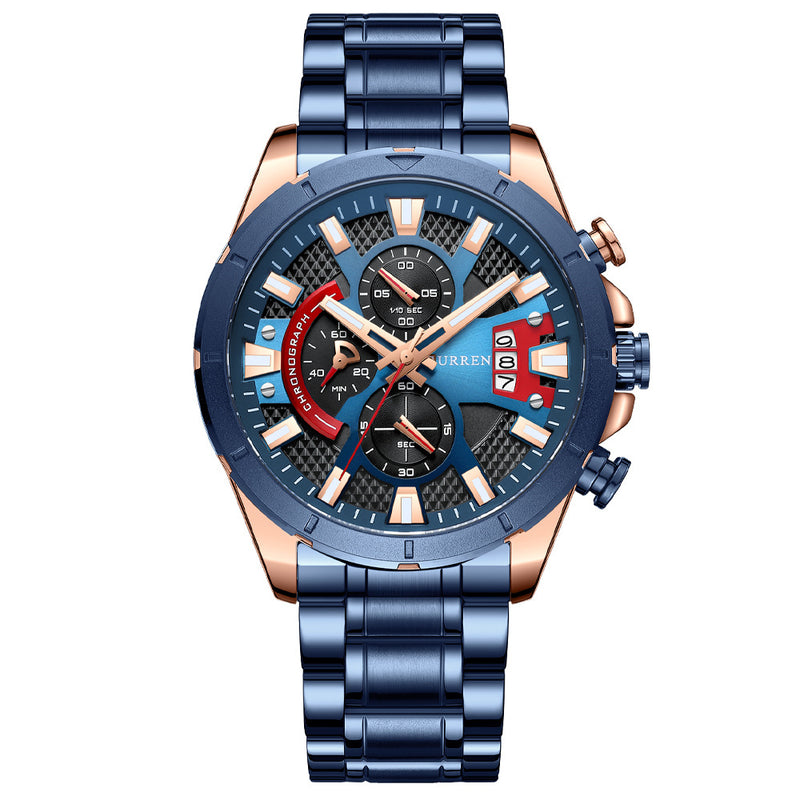 steel strap calendar quartz watch, view 6 - MRSLM