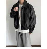 men's vintage motorcycle PU leather coat, view 4 - MRSLM