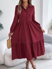 lapel loose ruffled shirt dress, view 6 - MRSLM