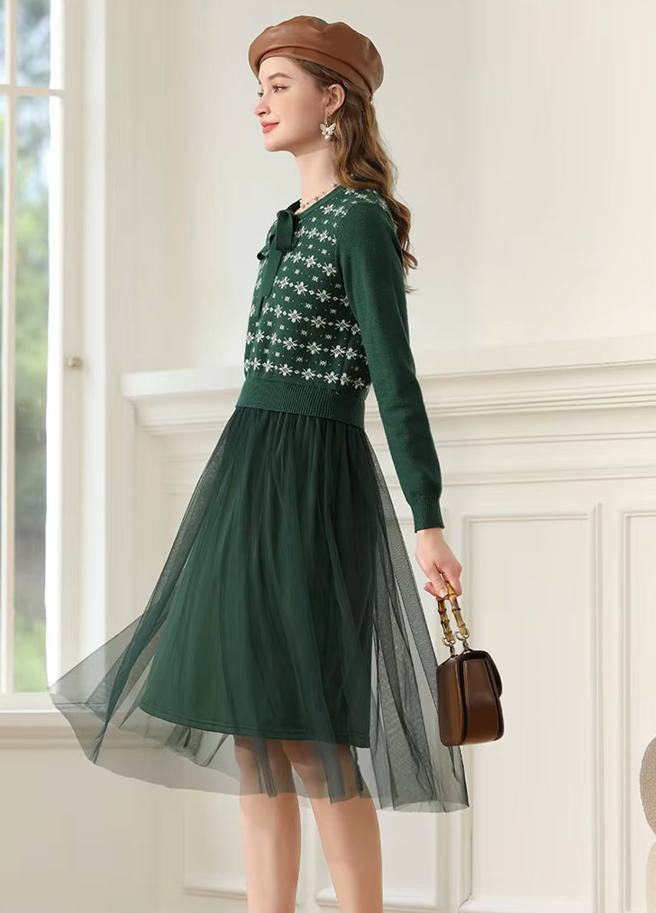 bow knitted winter dress, view 4 - MRSLM