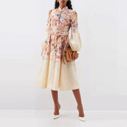 stand collar geometric print dress - MRSLM