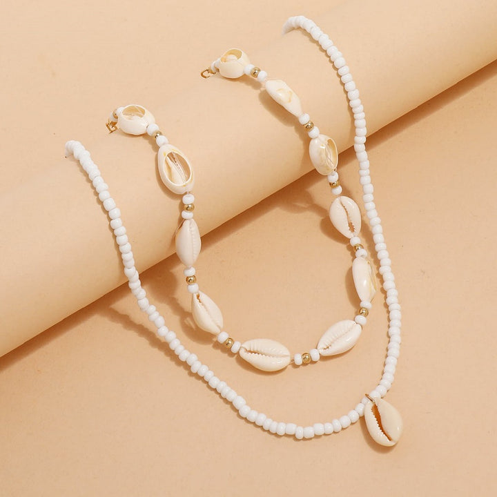 Bohemian Summer Sea Shell Choker Necklace Set