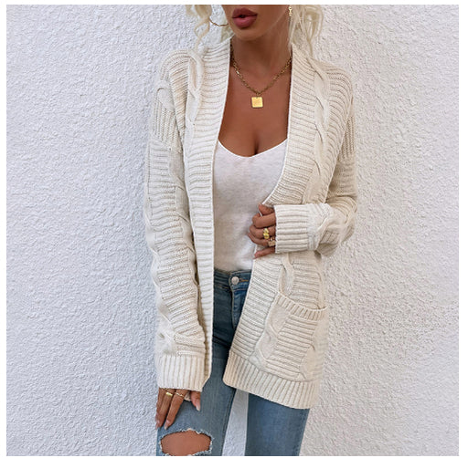 mid-length twist cardigan sweater for women, view 10 - MRSLM