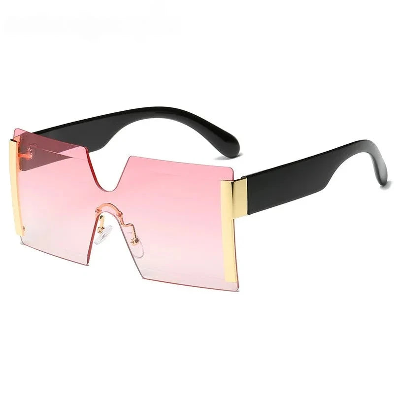 rimless gradient square sunglasses, view 3 - MRSLM