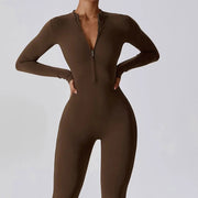 women's long-sleeve yoga jumpsuit, view 21 - MRSLM