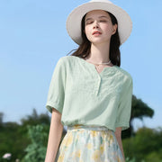 embroidered v-neck blouse, view 2 - MRSLM