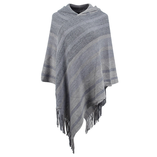 knitted tassel shawl cape, view 5 - MRSLM