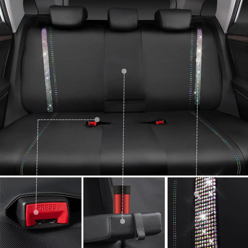 luxury bling car seat covers full set, view 4 - MRSLM