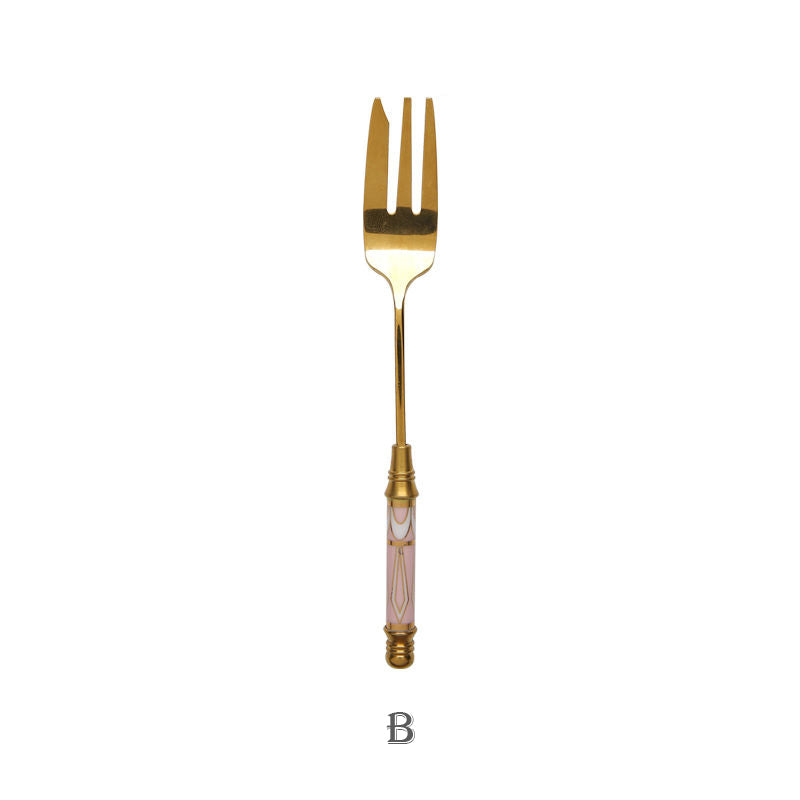 gold dessert fork, view 5 - MRSLM