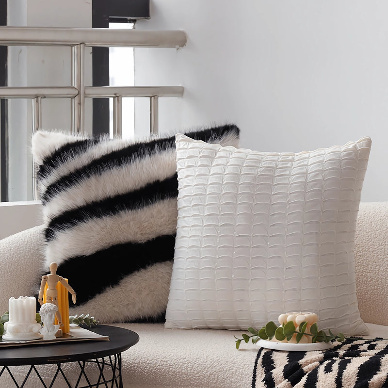 italian minimalist black and white cushion cover, view 8 - MRSLM