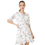 floral chiffon bell sleeve dress, view 5 - MRSLM