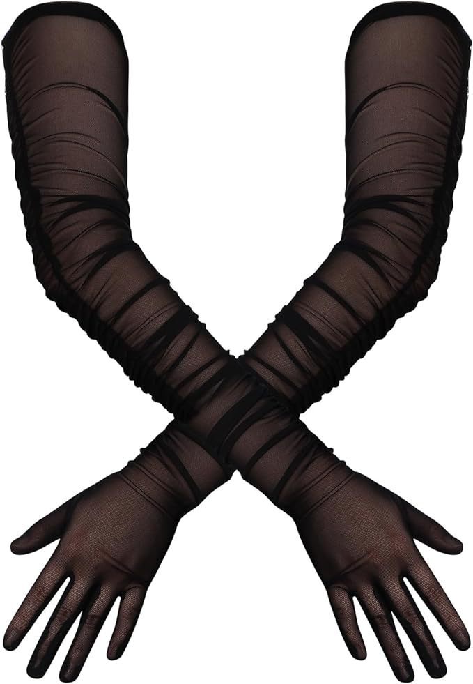 Women's long opera mesh gloves, view 4 - MRSLM