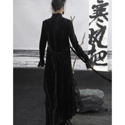 retro velvet mesh slim black dress, view 8 - MRSLM