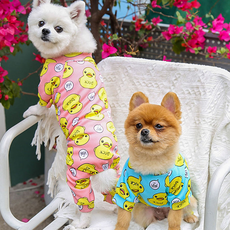 cotton duck print dog romper pajamas, view 4 - MRSLM