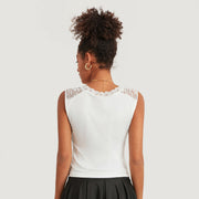 lace trim crop tank top, view 5 - MRSLM