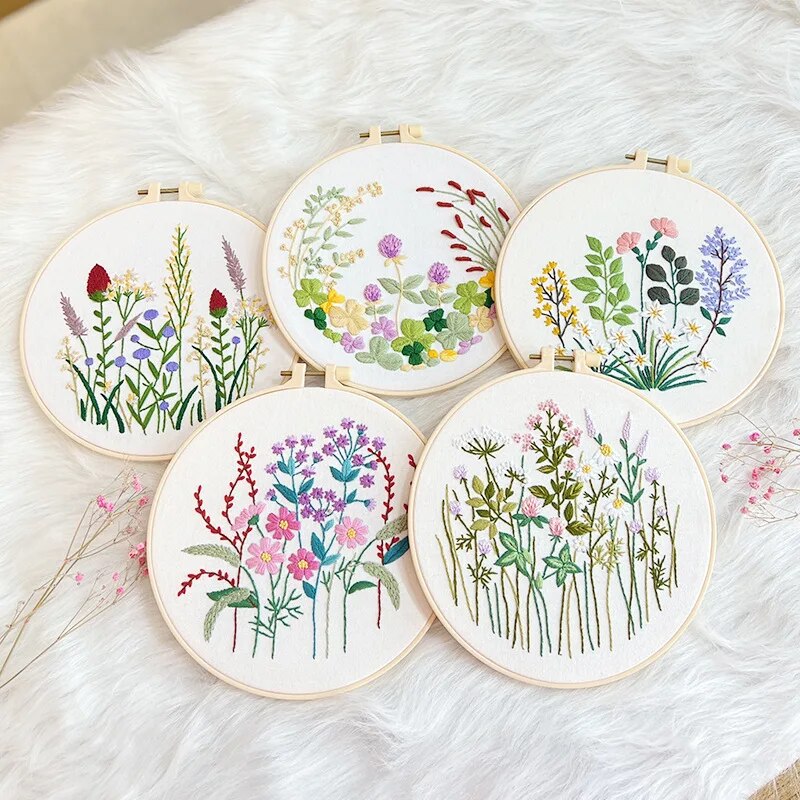 Floral embroidery DIY kit with hoop, view 7 - MRSLM