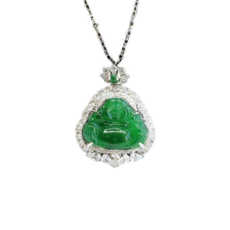 silver inlaid jade pendant, view 5 - MRSLM