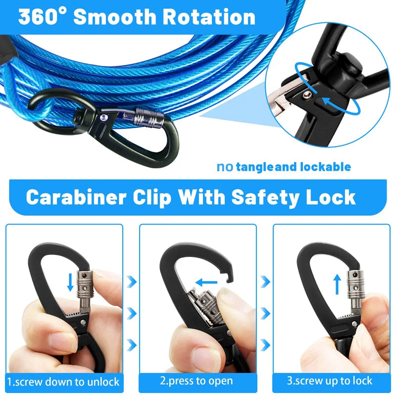dog tie out cable, view 4 - MRSLM