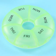 portable 7-day round pill case, view 9 - MRSLM