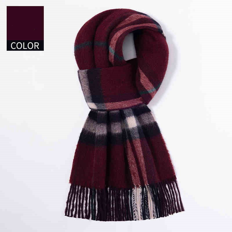 Men's plaid wool scarf, view 2 - MRSLM
