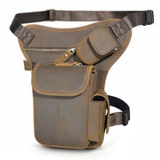 Men's oil waxed leather leg waist bag, view 5 - MRSLM