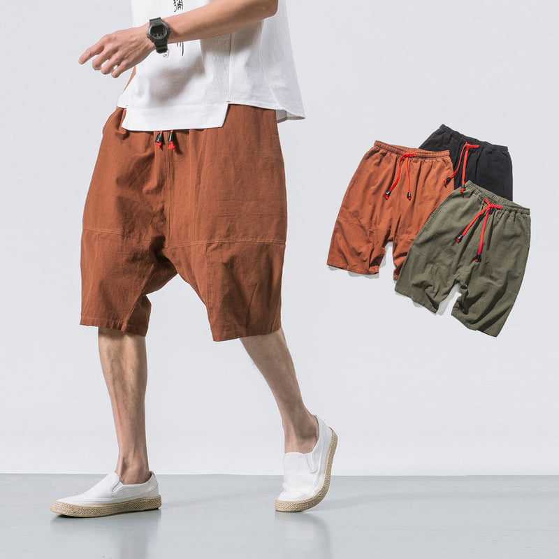men's loose cropped pants hemp blend, view 2 - MRSLM